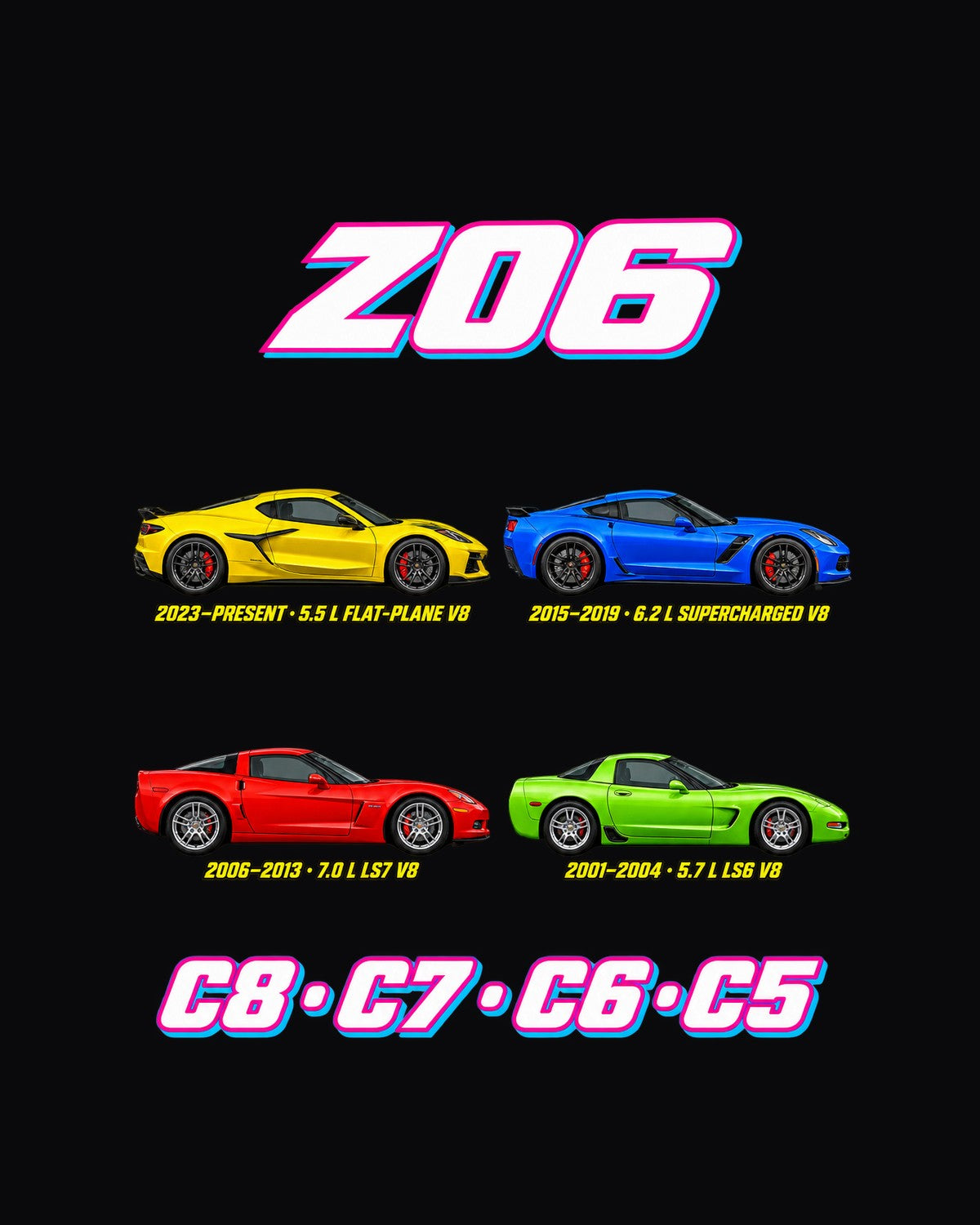 Corvette Z06 Evolution Poster Full-Back Graphic Tee design only