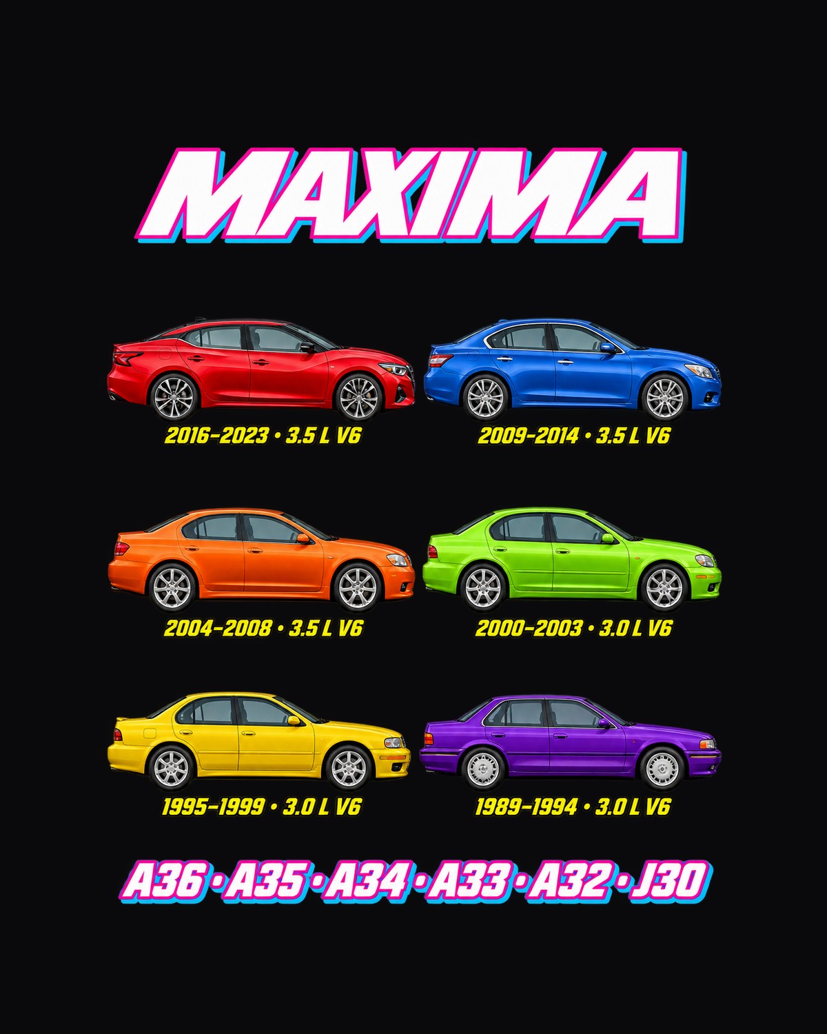Nissan Maxima Evolution Poster Full-Back Graphic Tee design only