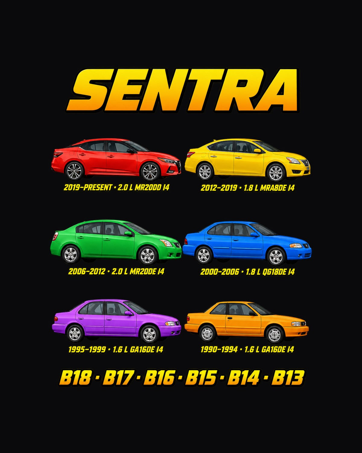 Nissan Sentra Evolution Poster Full-Back Graphic Tee design only