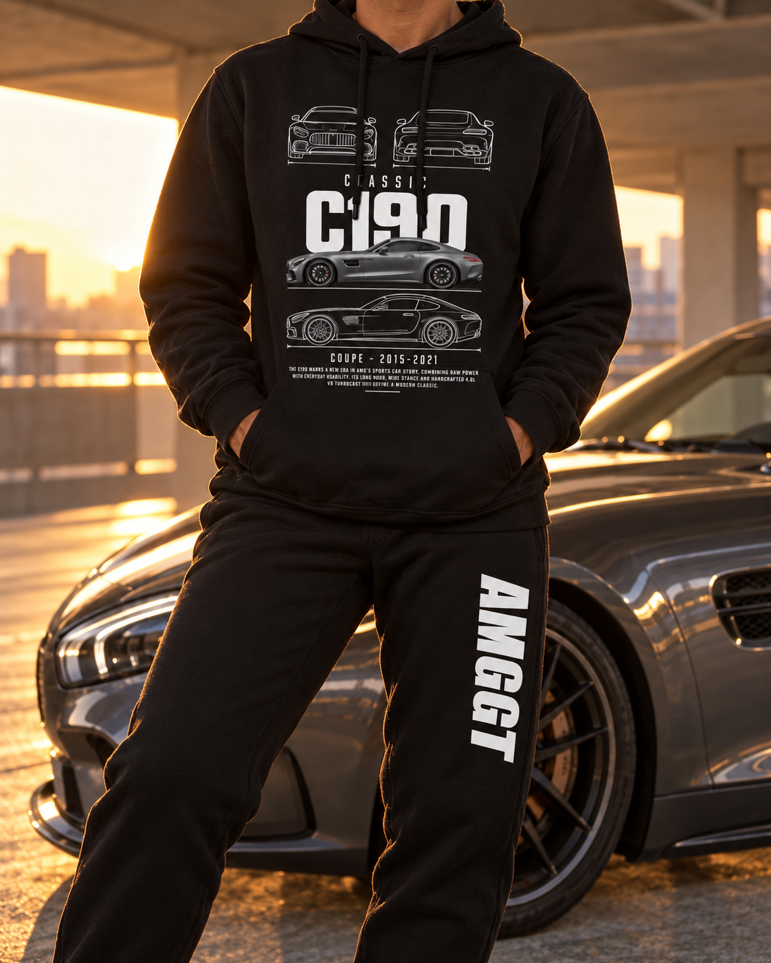 Mercedes AMG GT hoodie jogger set black male faceless hero