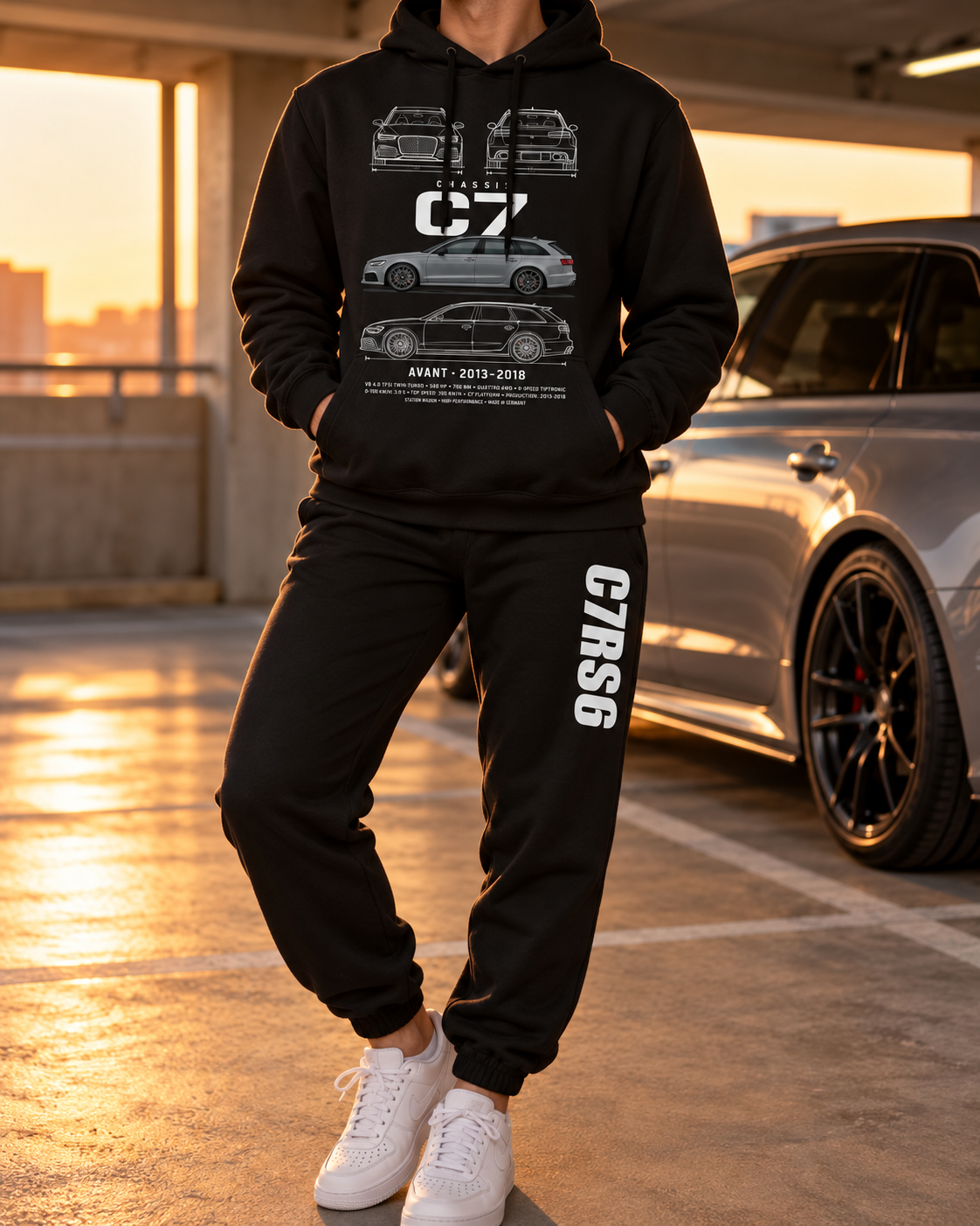 Audi C7 RS6 hoodie jogger set male faceless hero