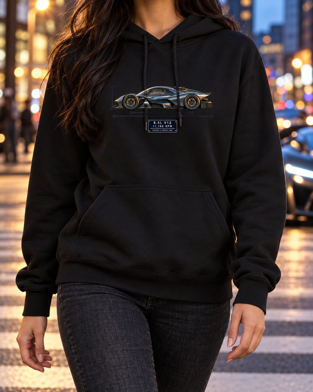 Aston Martin Valkyrie 2021 Blueprint Shirt, 6.5 V12 Car Guy Gift Pull Over Hoodie Black worn hero