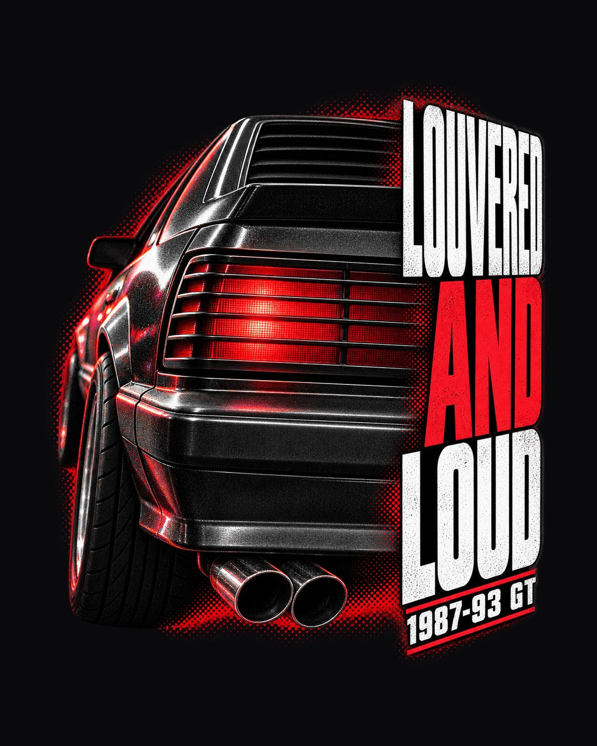 Fox Body Mustang GT Louvered Taillight Macro Tee, 1987-93 design only