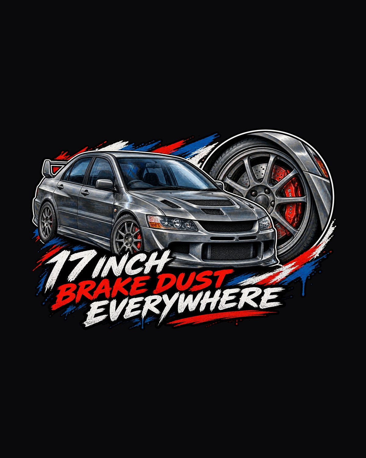 Grey Spoke Wheel Painterly Study Shirt, Mitsubishi Evo VIII design only