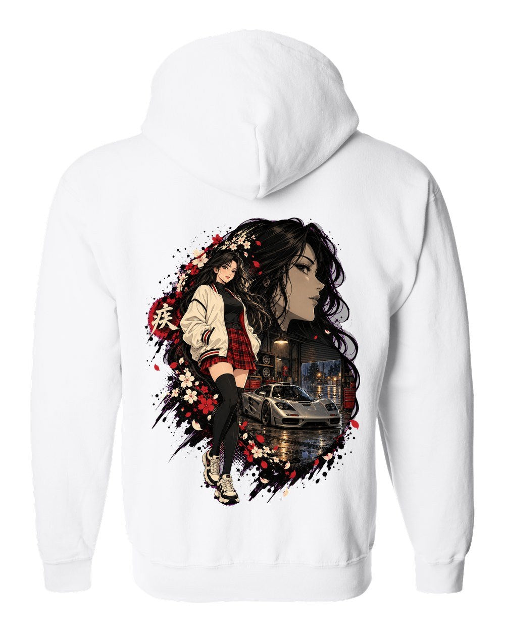 McLaren F1 Anime Girl Zip Hoodie White back