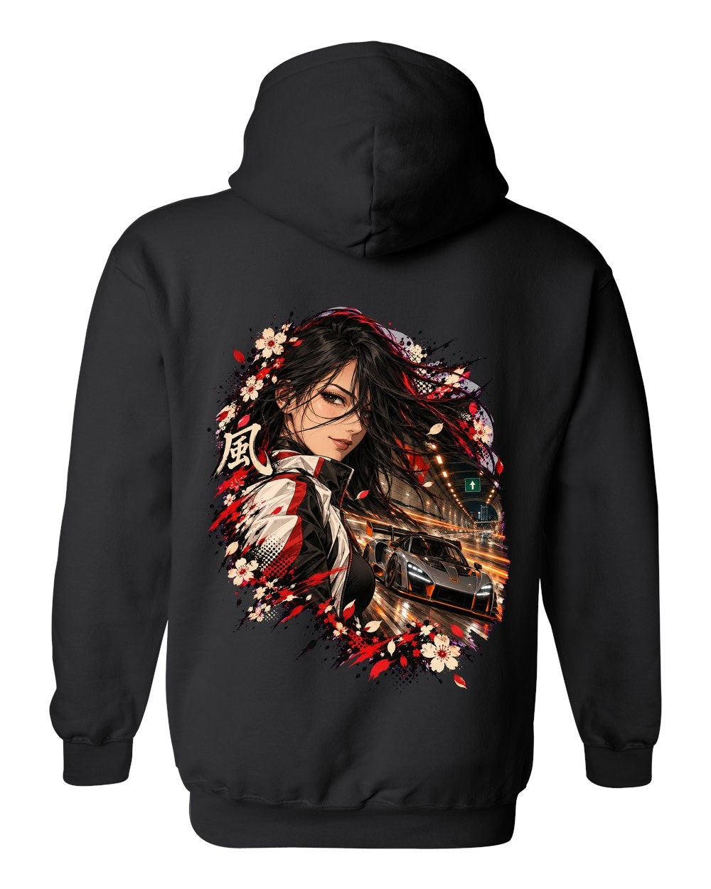 McLaren Senna Anime Girl Pull Over Hoodie Black back