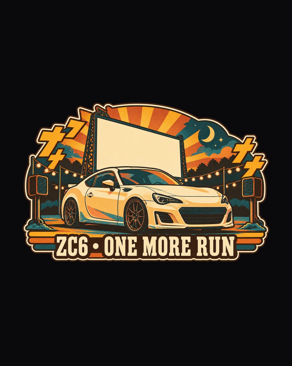Subaru BRZ ZC6 One More Run Showa Drive-In Ad Style Tee design only