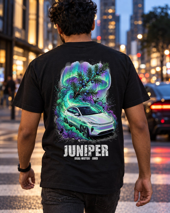 Tesla Model Y Juniper T-Shirt worn hero