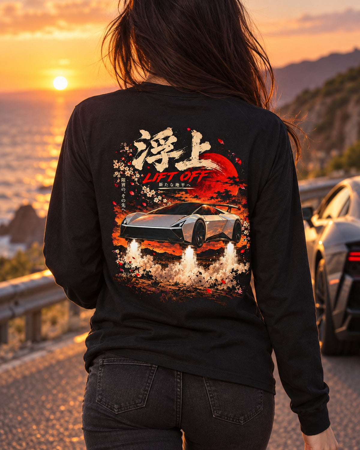 Tesla Roadster 2026 Lift Off Shirt, Hoodie & More Long Sleeve Black worn hero