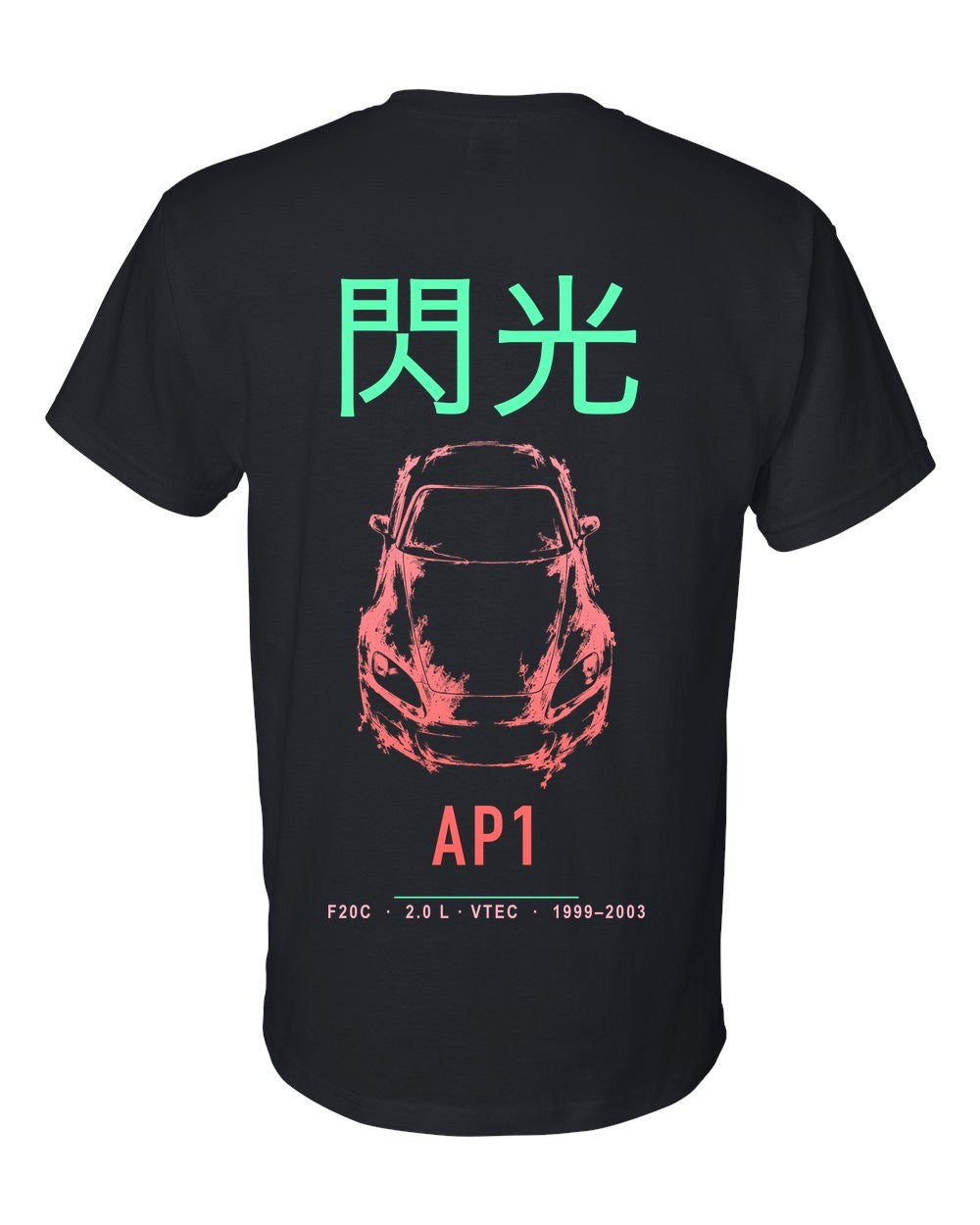 AP1 full-back artwork black t-shirt back view with the design