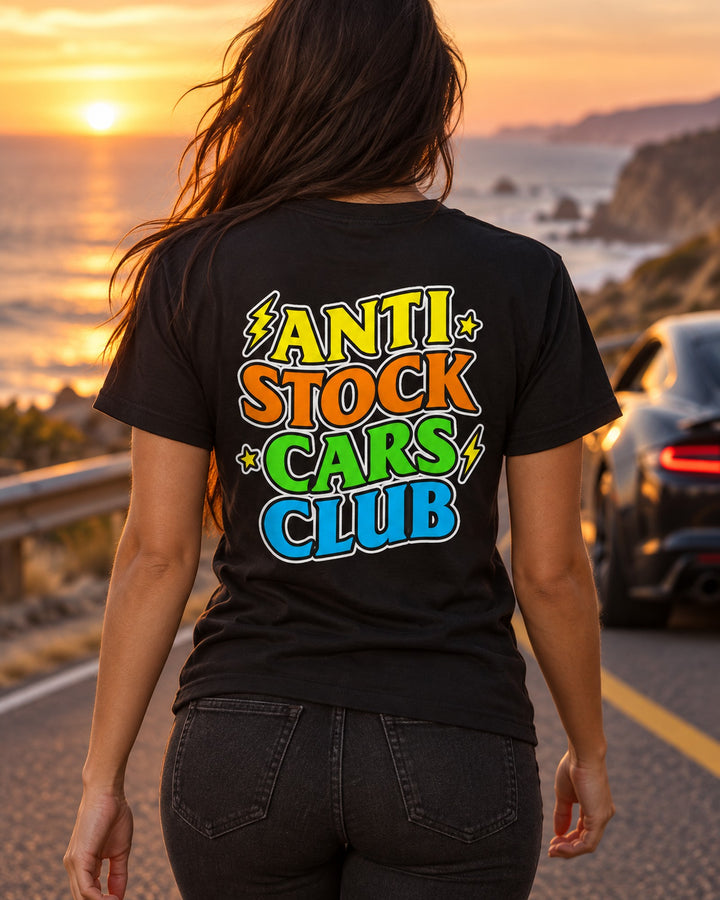 Anti Stock Cars Club Sticker Bomb Shirt, Hoodie & More T-Shirt Black worn hero