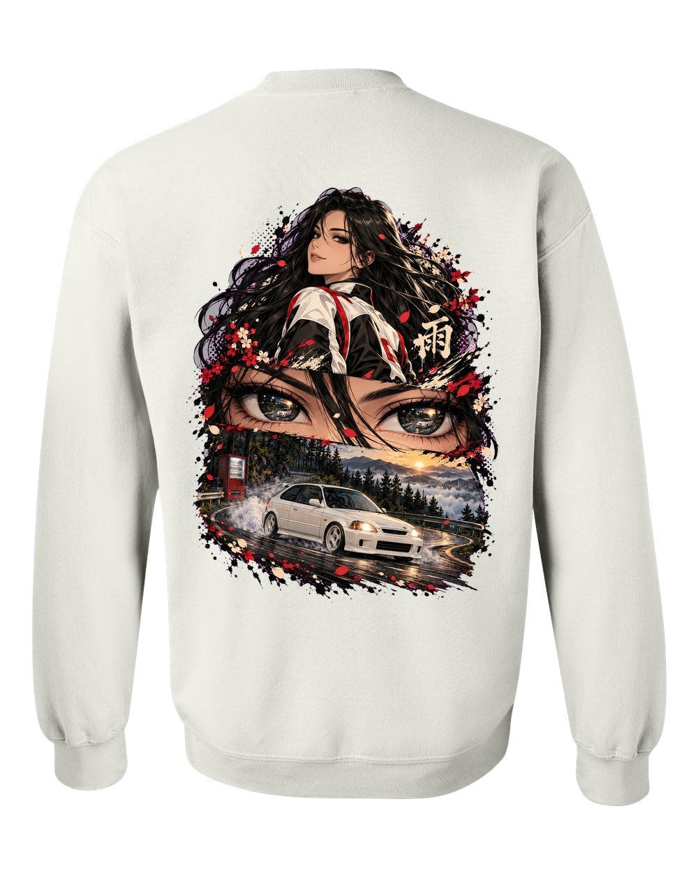 Honda Civic Type R EK9 Anime Girl Crewneck White back