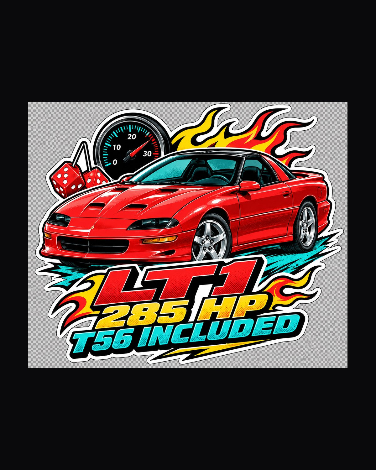 1996 Camaro Z28 LT1 Sticker Bomb Collage Car Shirt design only