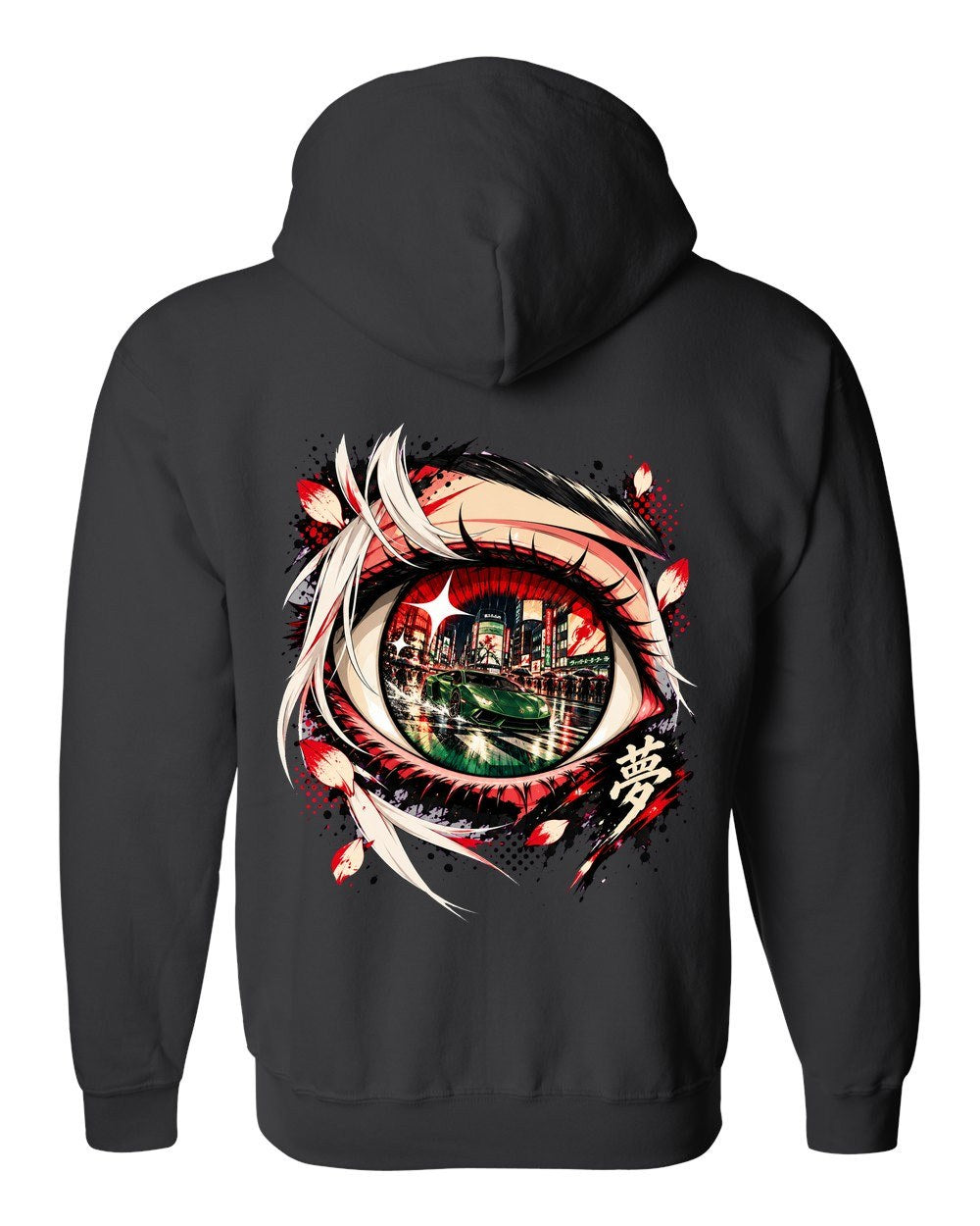 Lamborghini Huracán Anime Girl Zip Hoodie Black back