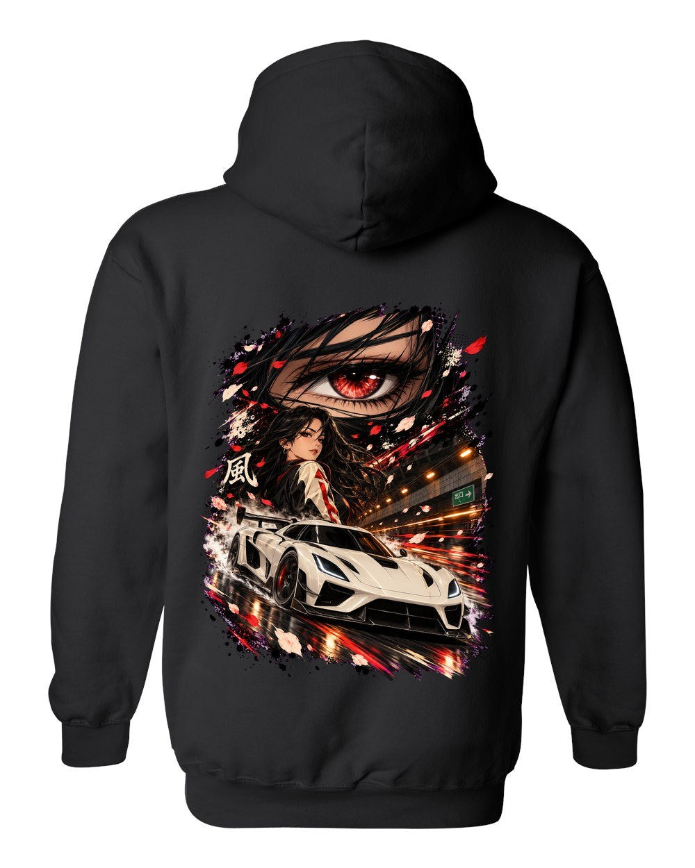Koenigsegg Jesko Anime Girl Pull Over Hoodie Black back