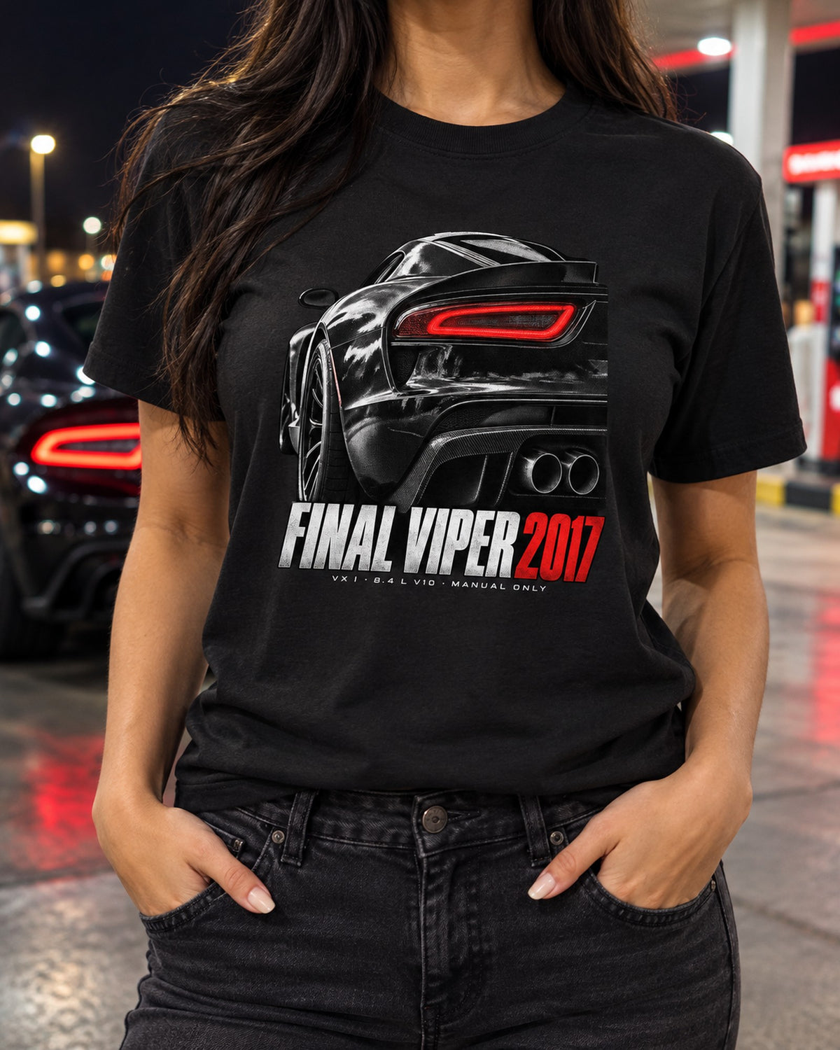 2014 Dodge Viper SRT VX I Rear Taillight Macro Tee T-Shirt Black worn hero