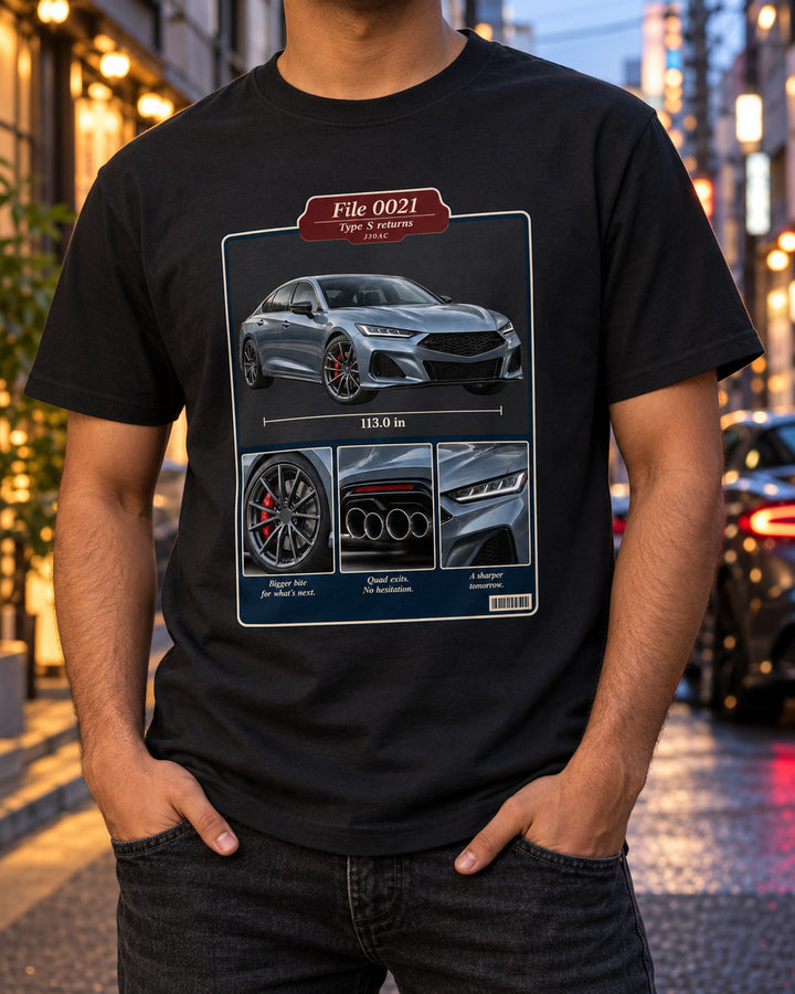 Acura TLX Type S Dossier Panels Shirt, J30AC Car Guy Tee T-Shirt Black worn hero
