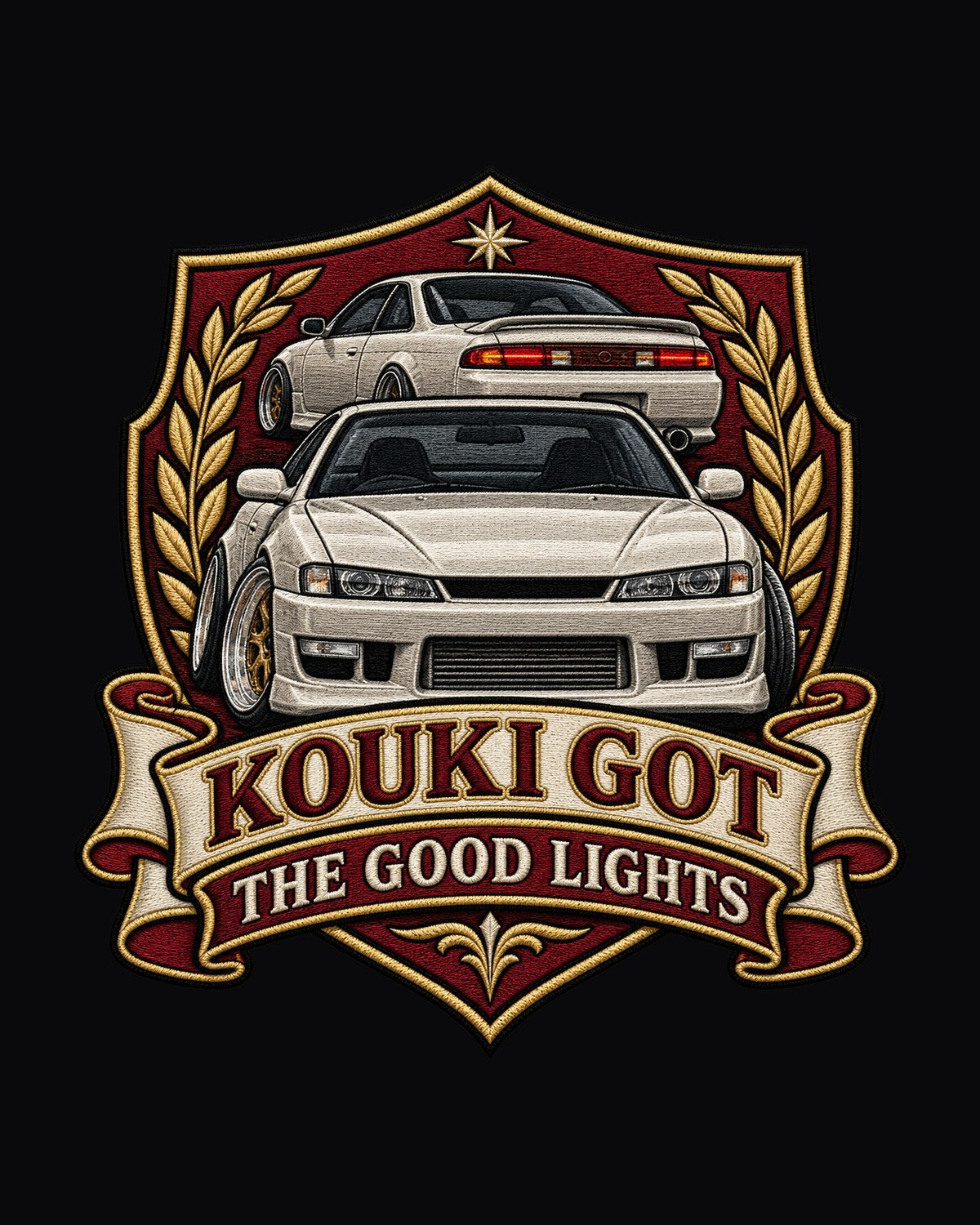 Nissan Silvia S14 Kouki Embroidered Shield Crest Shirt design only