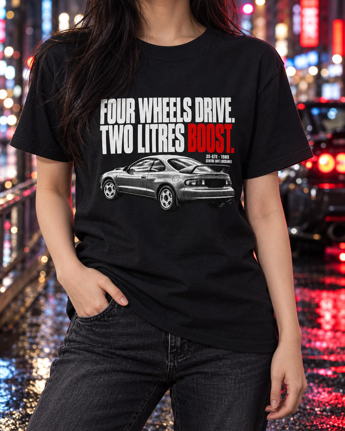 Toyota Celica GT-Four ST185 Centre Diff Halftone Tee T-Shirt Black worn hero