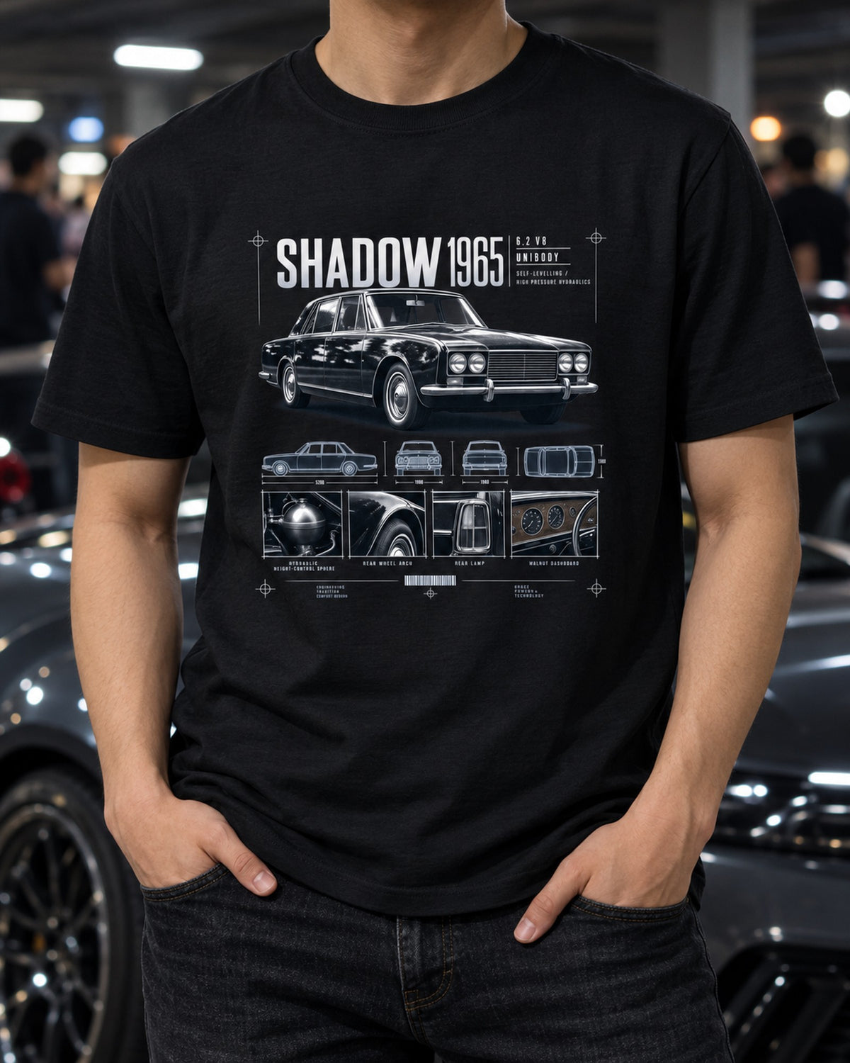 Rolls-Royce Silver Shadow 1965 Hydraulics Dossier Hoodie T-Shirt Black worn hero