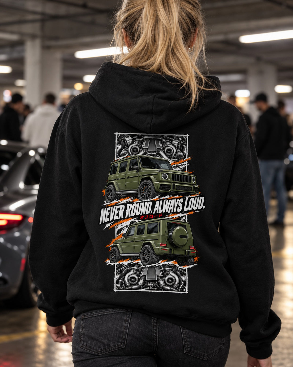 Mercedes-AMG G63 Torn Poster Full-Back Graphic Tee Pull Over Hoodie Black worn hero