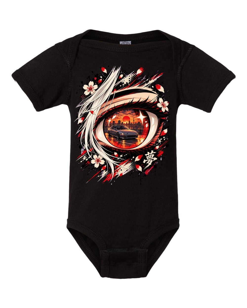 Honda Prelude BB Anime Girl Baby Onesie Black front