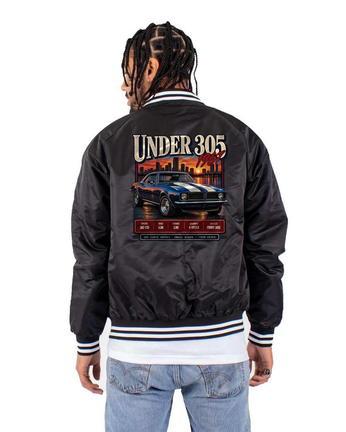1967 Camaro Z/28 302 Under 305 Archive Panel Tee, Small Block Bomber Jacket Black back