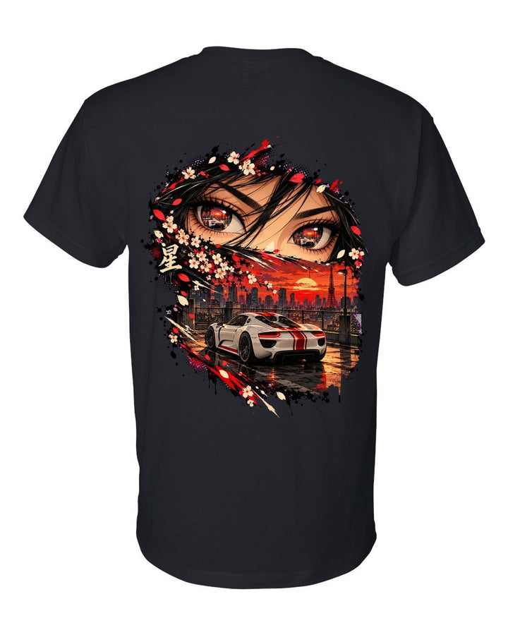 Porsche 918 Spyder Anime Girl T-Shirt Black back
