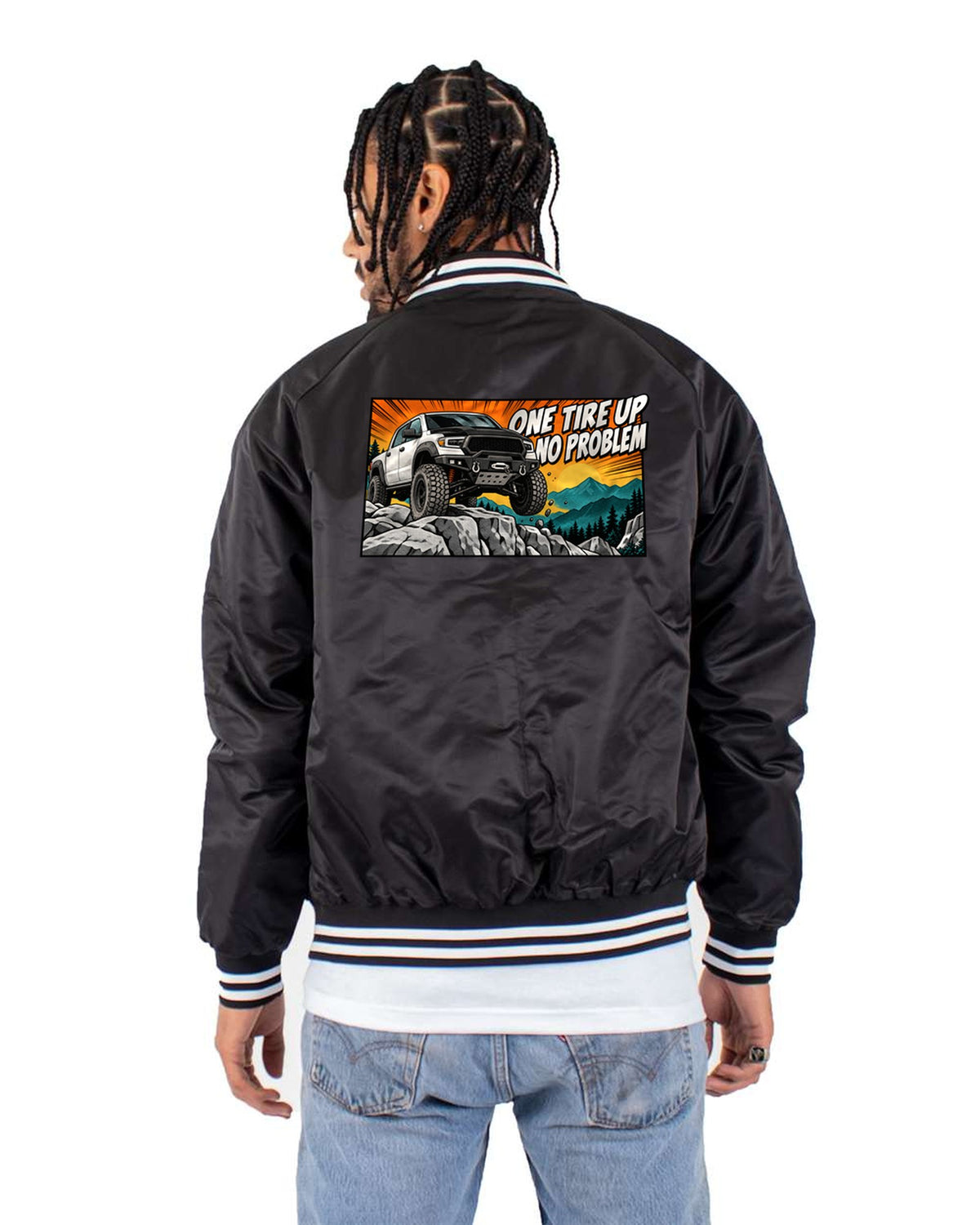 Ram Power Wagon 2500 Ledge Crawler Retro Manga Panel Shirt Bomber Jacket Black back