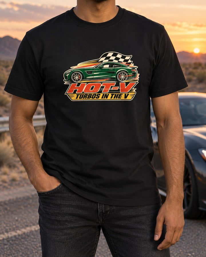1960s Race Poster Style Mercedes AMG GT S C190 Shirt T-Shirt Black worn hero
