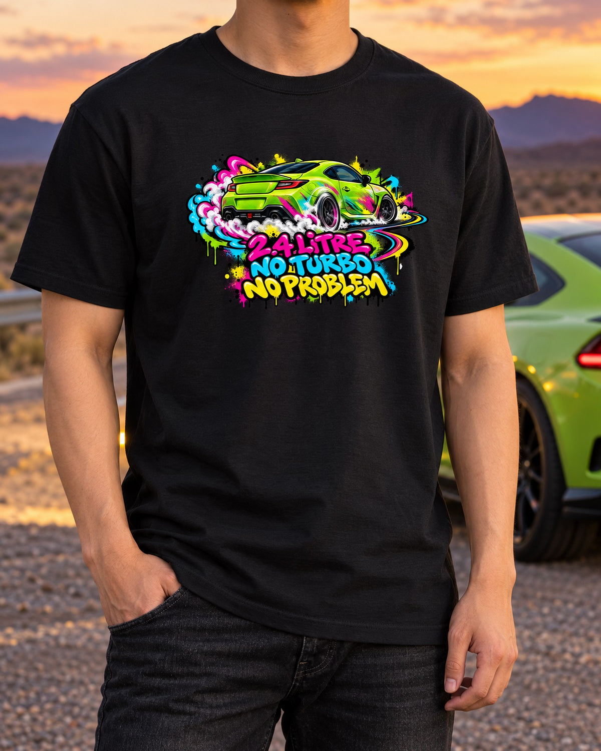 Subaru BRZ ZD8 Sideways Graffiti Wall Tee, 2.4 Litre No Turbo T-Shirt Black worn hero