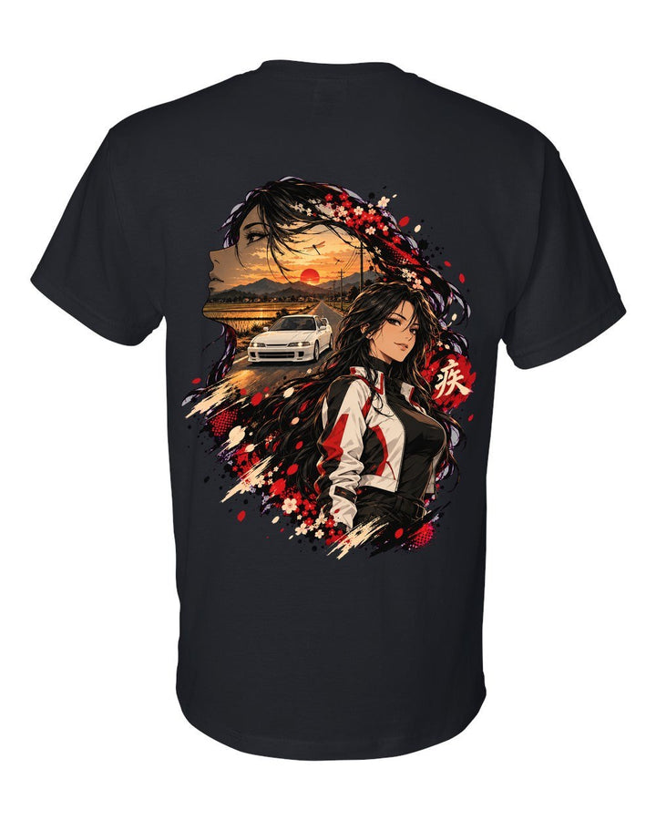 Honda Integra Type R DC2 Anime Girl T-Shirt Black back