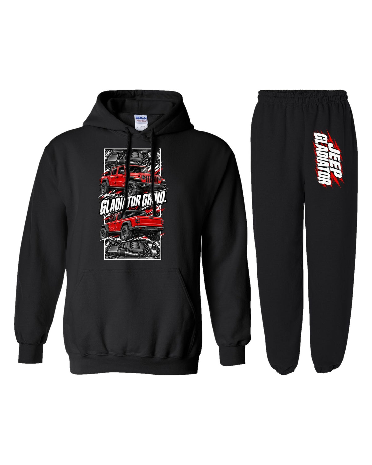 Jeep Gladiator Torn Poster Hoodie + Jogger Set black hoodie and sweatpants