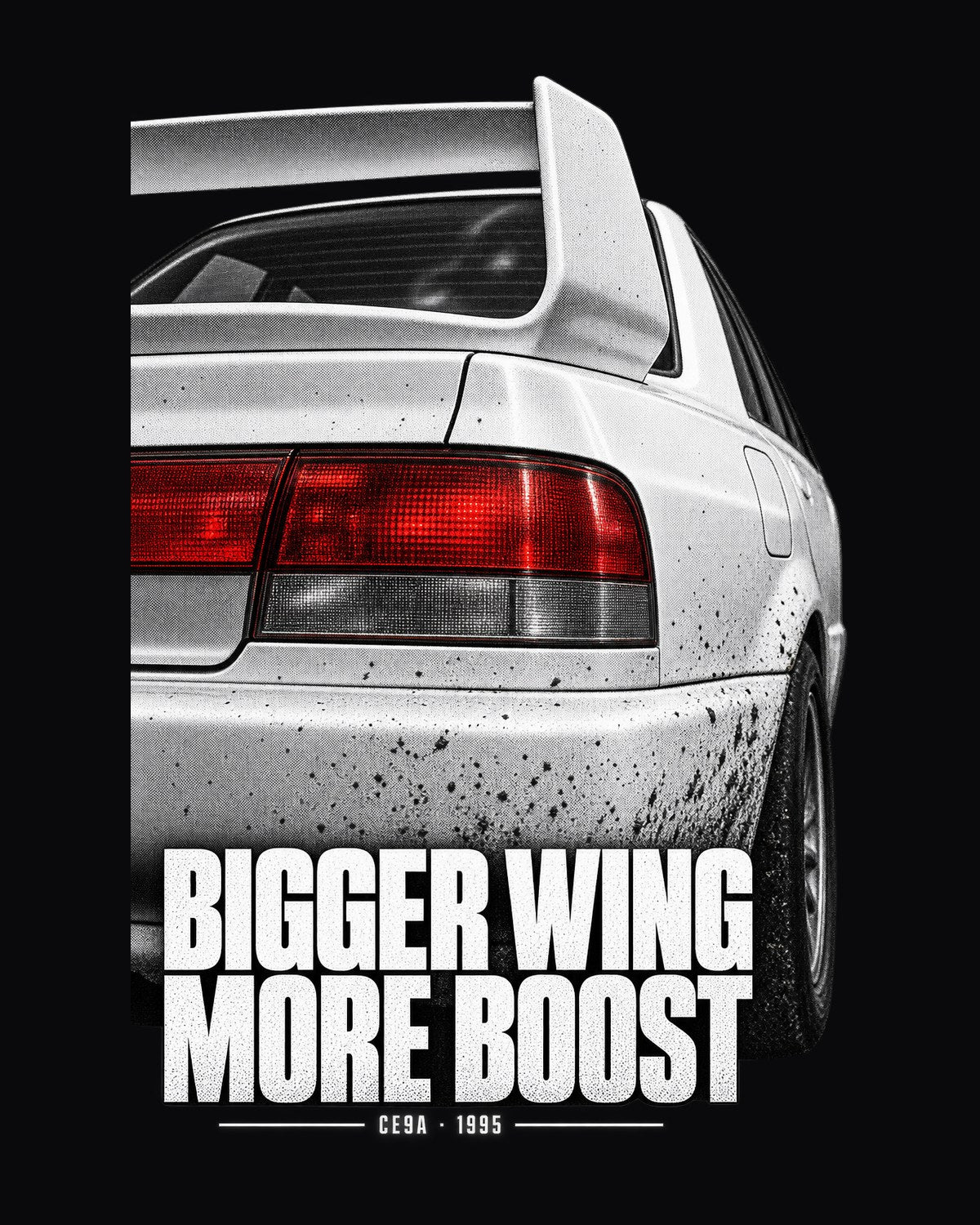 Mitsubishi Lancer Evo III CE9A Bigger Wing Tail Detail Shirt design only