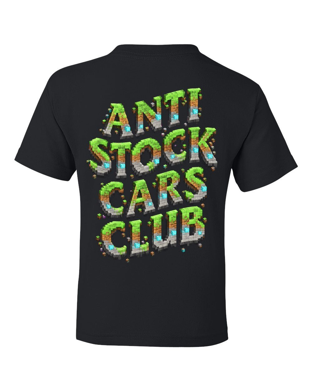 Anti Stock Cars Club Blocky Voxel Kids Tee Black back