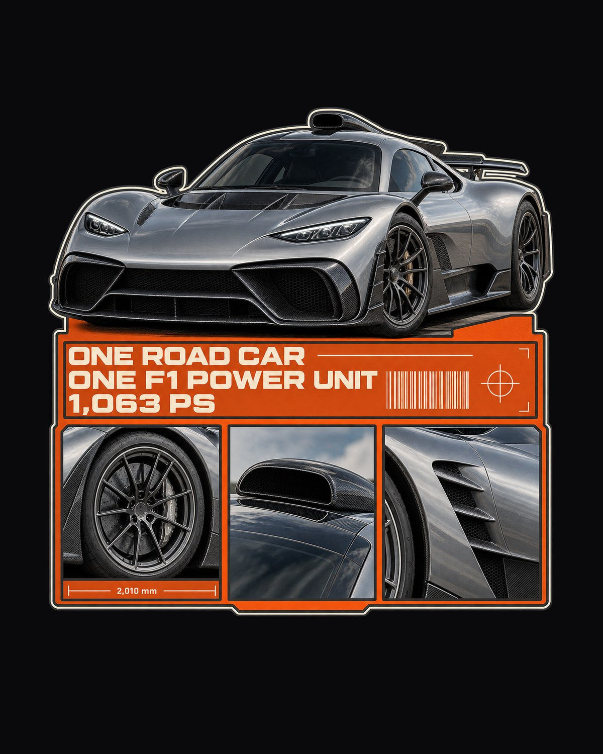 Mercedes-AMG One Dossier Panels Tee, 1,063 PS Hypercar Shirt design only