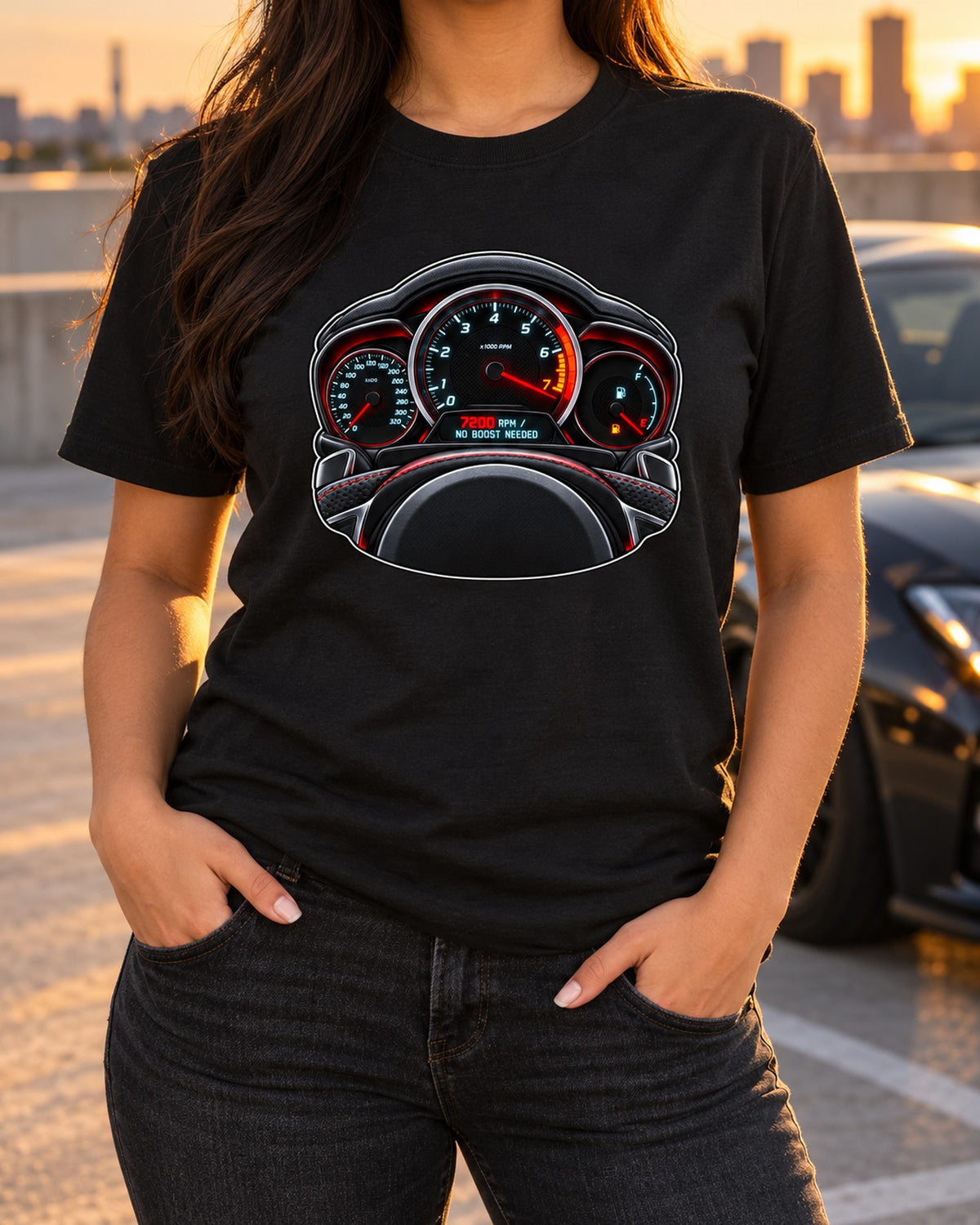 Mercedes C63 AMG W204 Redline Gauge Cluster Shirt, 7200 RPM T-Shirt Black worn hero