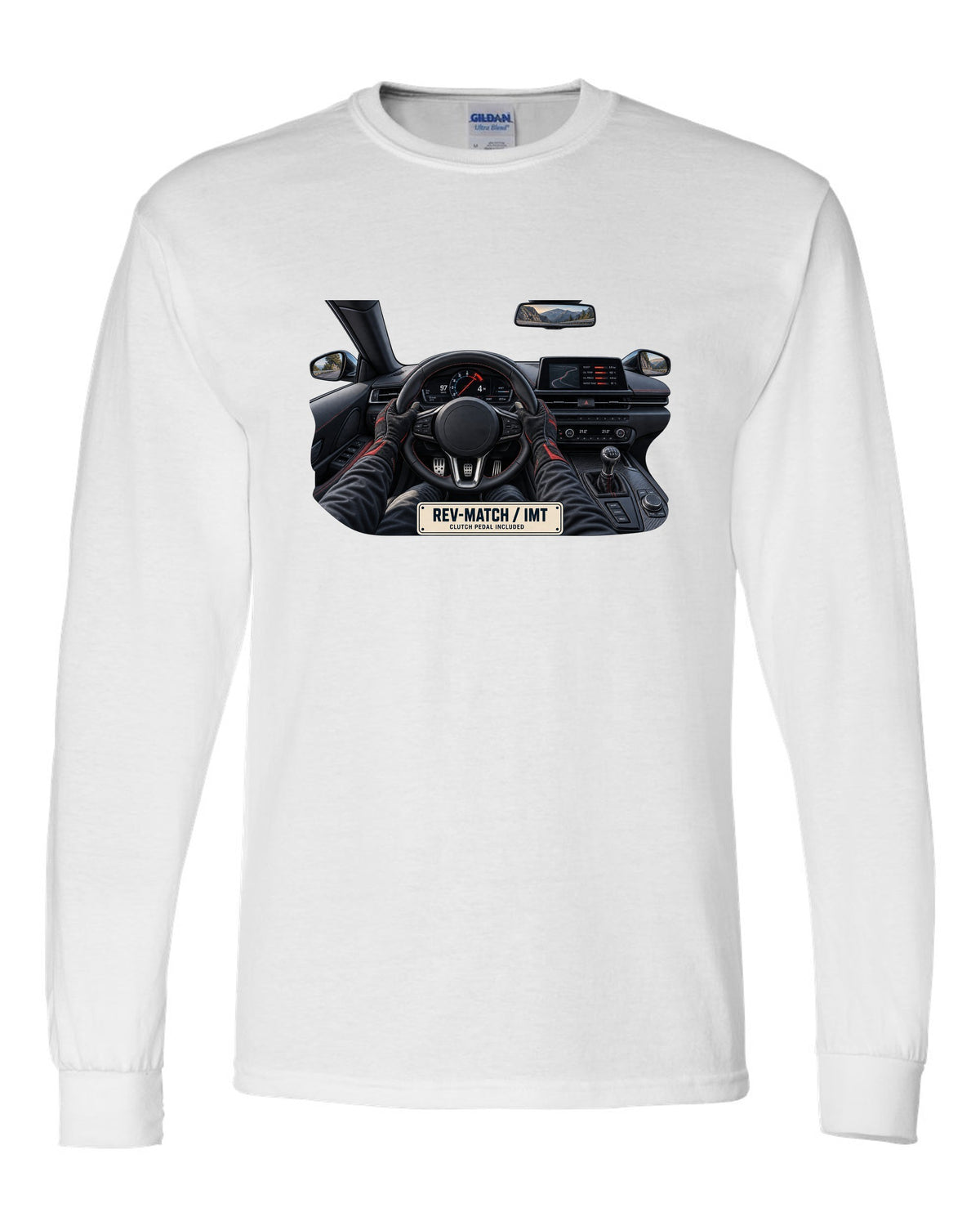 Toyota GR Supra B58 3.0L turbo straight-six engine bay illustration, print white long sleeve front view with the design