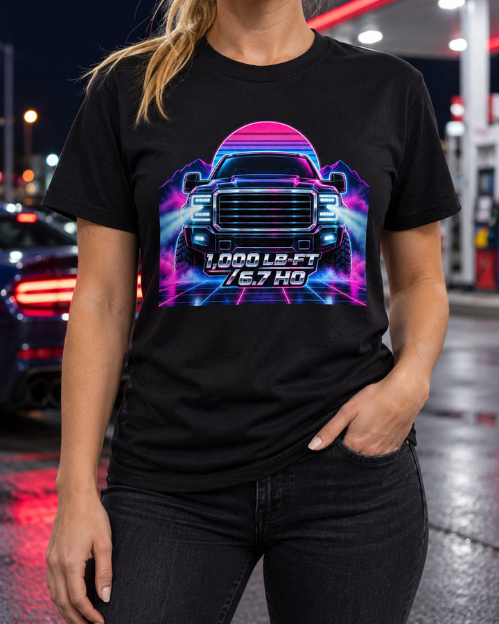 Ram HD 2500 6.7 Cummins HO Neon Grid Shirt, 2019-2024 Diesel T-Shirt Black worn hero