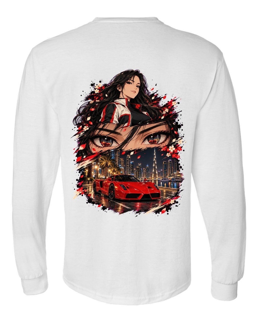 Ferrari Enzo Anime Girl Long Sleeve White back
