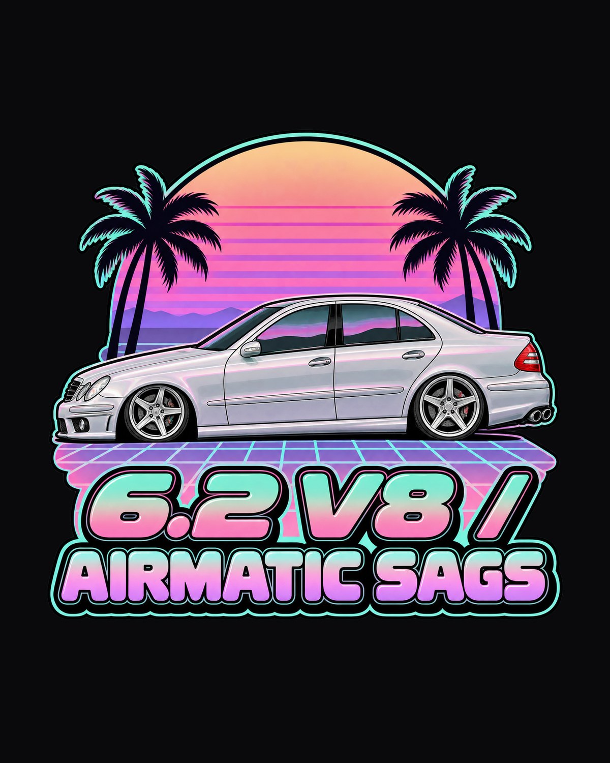 Mercedes E63 AMG W211 Vaporwave Sleeper Shirt, Airmatic Joke design only