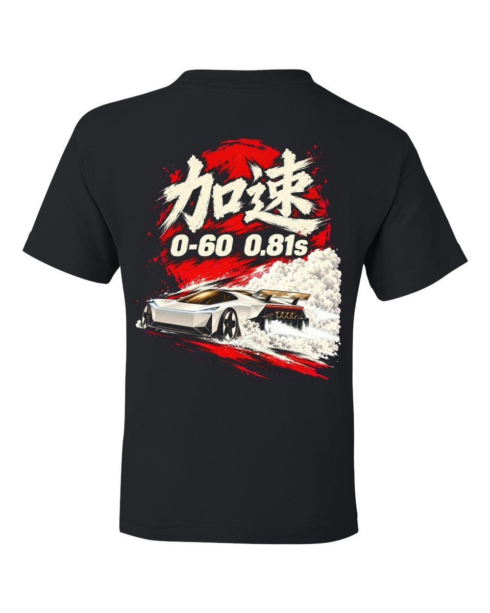 Tesla Roadster 0-60 Kids Tee Black back