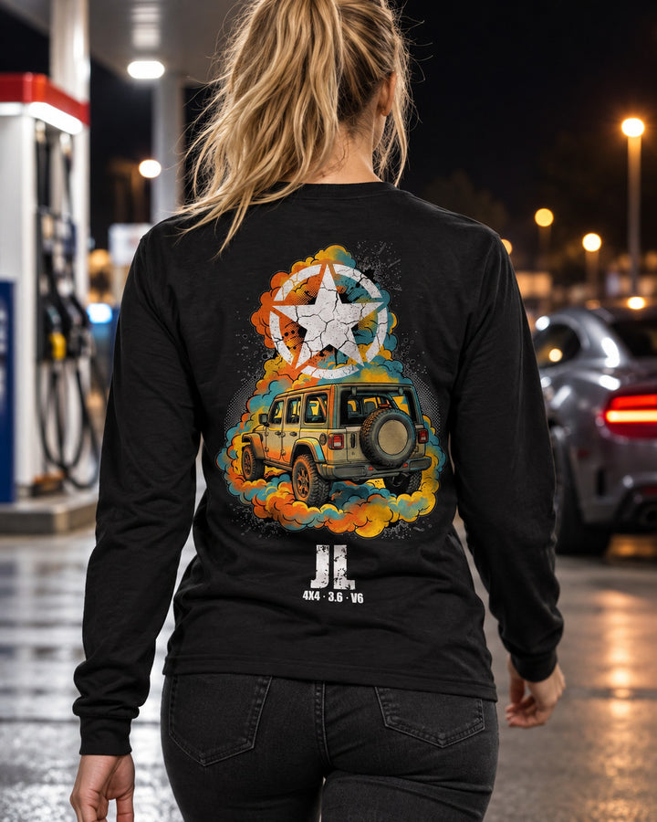 Jeep Wrangler JL Star Long Sleeve T-Shirt worn hero