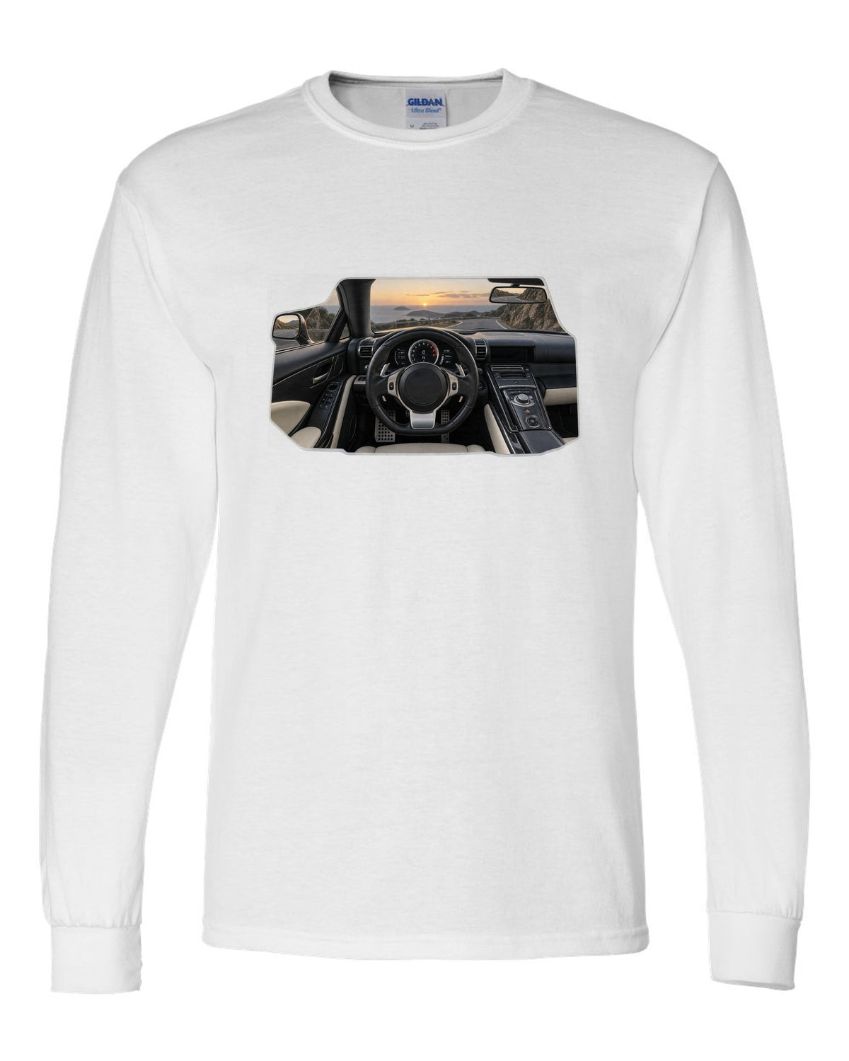 Three-view drawing and spec table of the Lexus LFA Nurburgring Package white long sleeve front view with the design