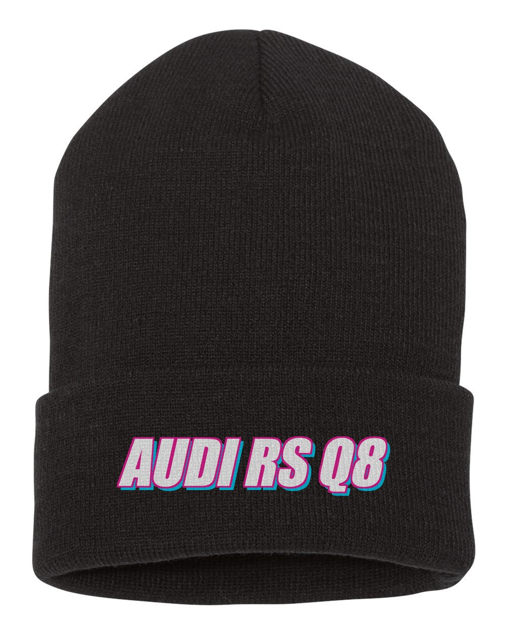 Audi Rs Q8 black beanie front view with car name