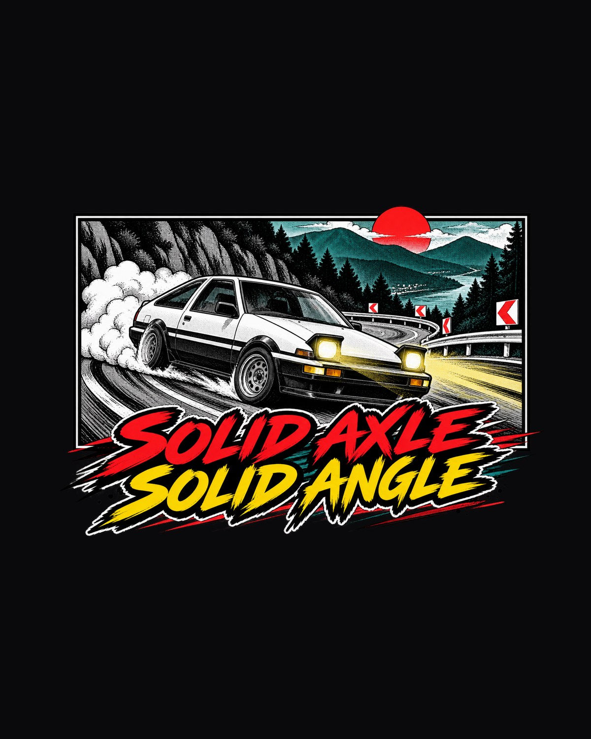 AE86 Sprinter Trueno Drift Halftone Manga Panel Shirt design only