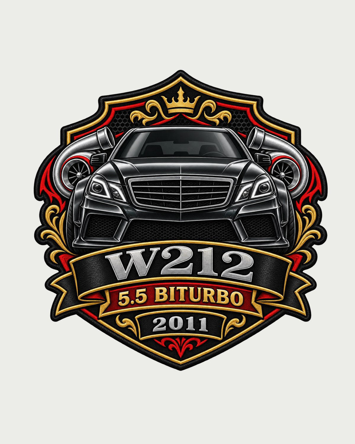W212 E63 AMG 5.5 Biturbo 2011 Varsity Crest Car Shirt design only
