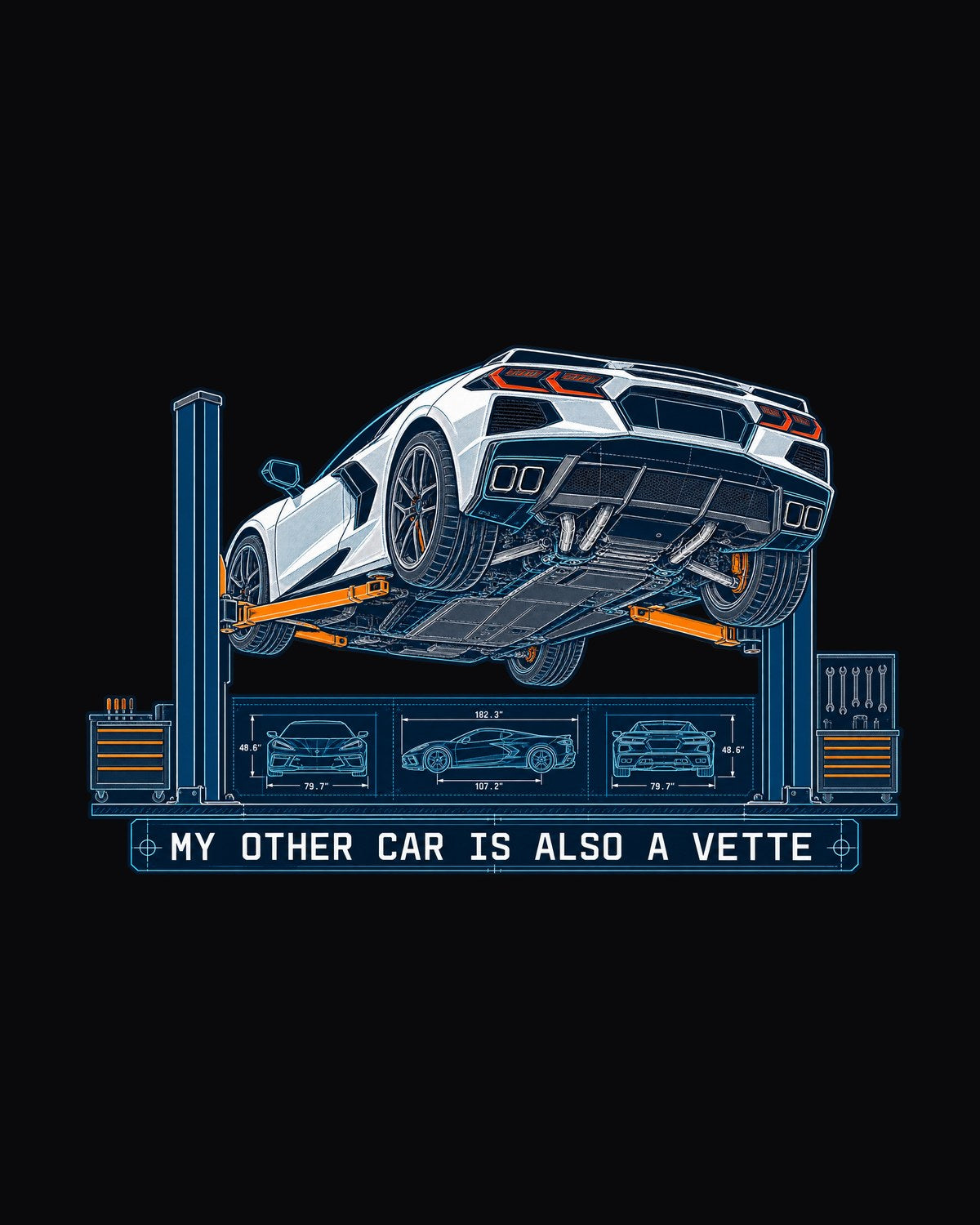 Chevrolet Corvette C8 Stingray Blueprint Shirt, Car Guy Gift design only