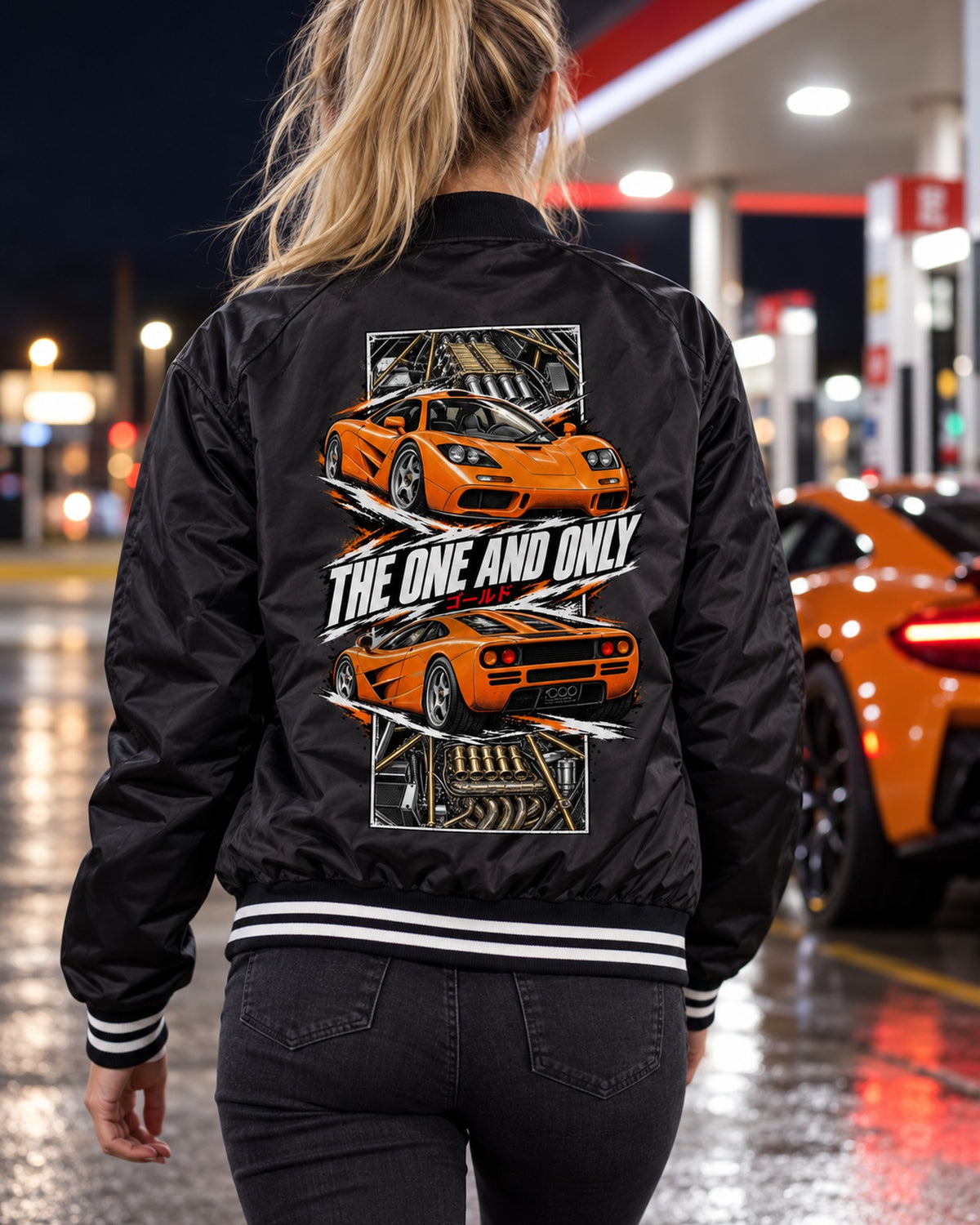 Mclaren F1 Torn Poster Full-Back Graphic Tee Bomber Jacket Black worn hero
