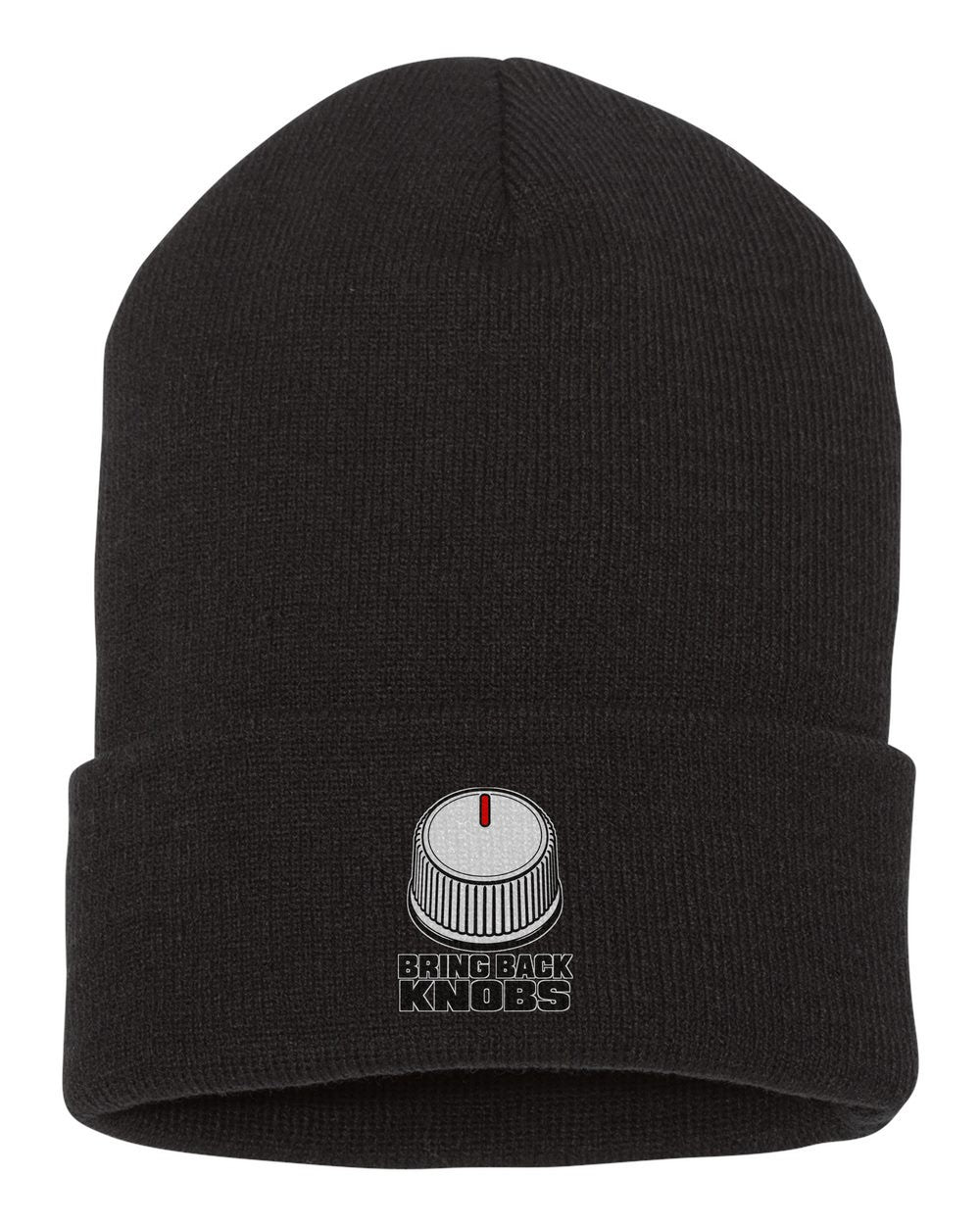 Bring Back Knobs Funny Car Guy Shirt For Gearheads black beanie front view with car name